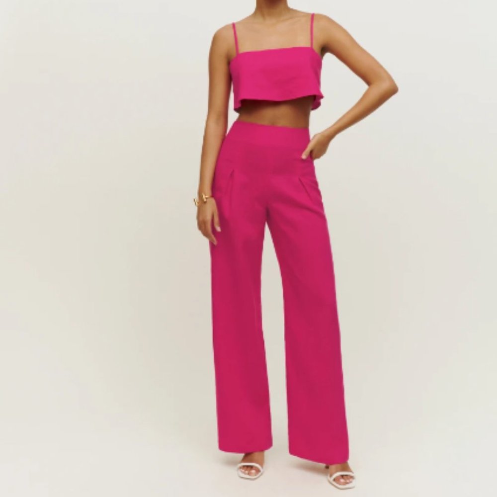 Reformation Cleo Linen Pant in Corvette